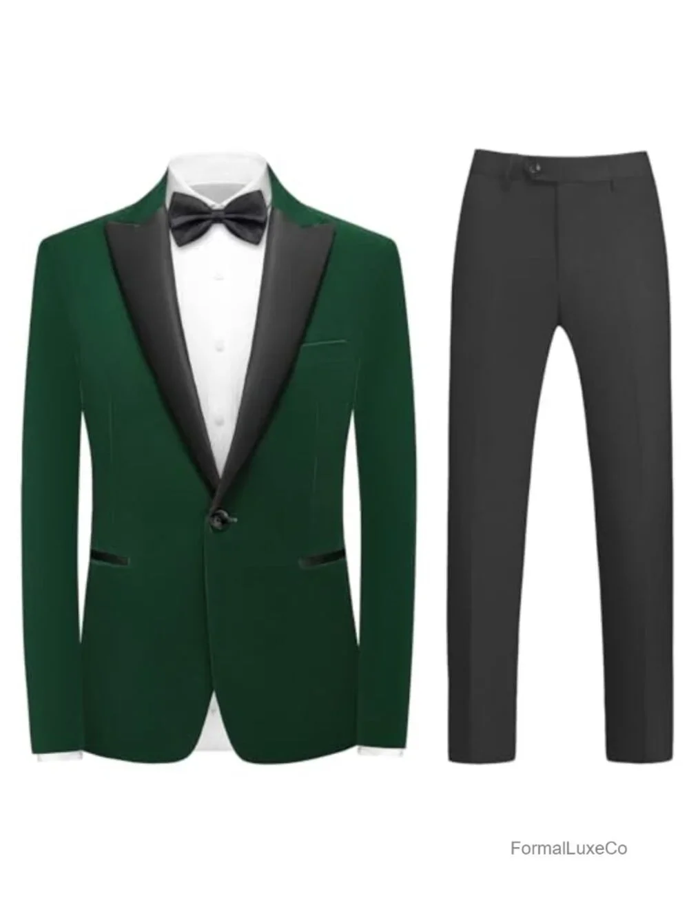 Men's Velvet Tuxedo Suit 2 Piece Slim Fit Jacket Pants Prom Wedding Peak Lapel